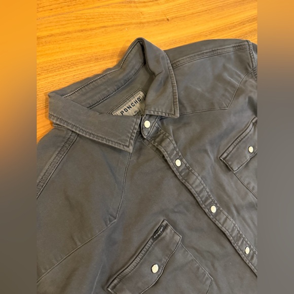 Poncho Men's Black Catulla Snap Button-Up Denim Shirt size XXL - Picture 4 of 11